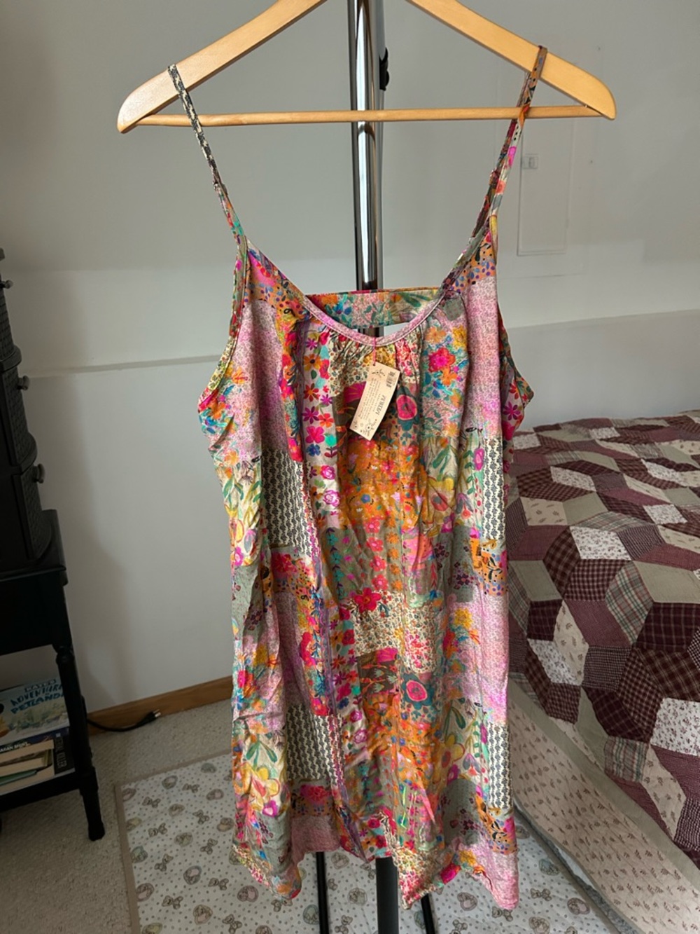 Natural Life Patchwork Floral Mini Dress NWT